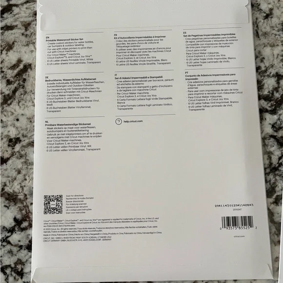 (5) Cricut Printable Waterproof Sticker Bundle of 5 - Picture 4 of 6